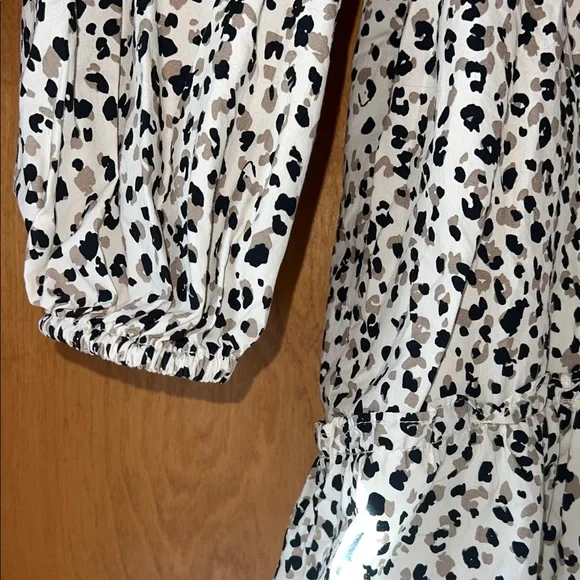 Who What Wear Lightweight Cotton Leopard Print Tiered Dress w/ Pockets - Picture 5 of 8